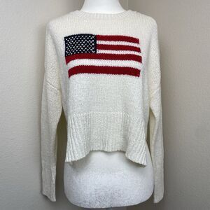 Moon & Madison American Flag Sweater Ivory America Preppy-XS